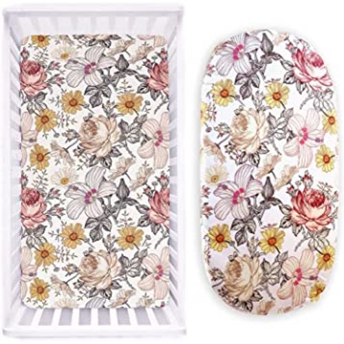 Floral Crib Sheet and Floral Bassinet Sheet