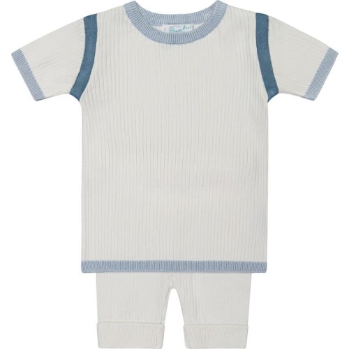 Baby Rib Knit Top & Pants Set, 6M, Ivory/ P. Blue