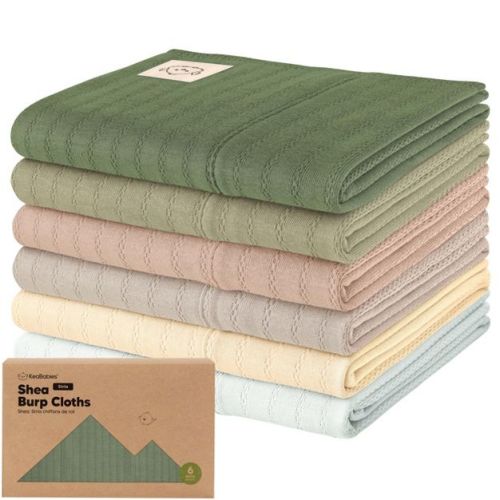 6pk Shea Baby Burp Cloths, Organic Cotton Burping Cloths for Babies, Boys, Girls, Soft & Absorbent Spit Up Rag (Hedges)