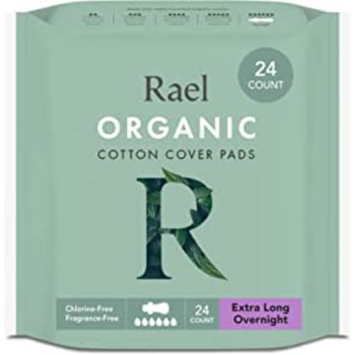 Amazon.com: Rael Pads for Women, Organic Cotton Cover - Period Pads with Wings, Feminine Care, Sanitary Napkins, Heavy Absorbency, Unscented, Ultra Thin (Extra Long Overnight, 24 Count) : Automotive
