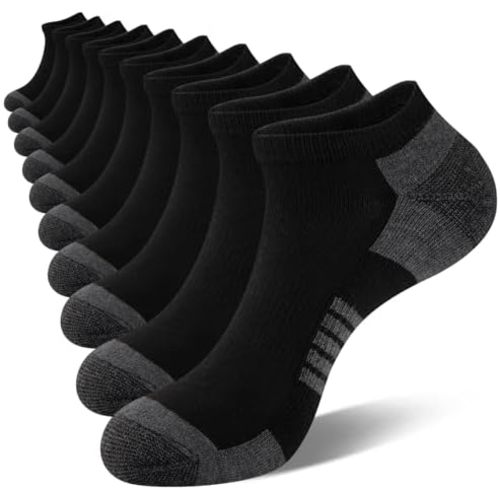 COOVAN 10 Pairs Mens Ankle Socks Men 10 Pack Low Cut Comfort Cushion Casual Socks