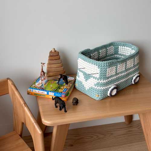 Retro bus basket, Storage basket, Gift for child, Nursery decor
