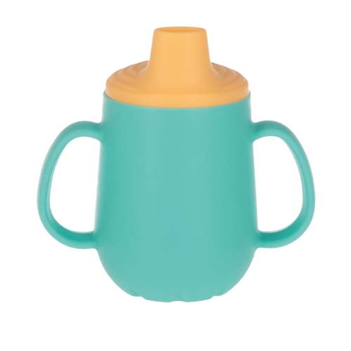 Nuby 2-Stage Silicone Training Cup with Handles and Spout for Toddlers, 6+ months, 4 oz, Blue/Yellow