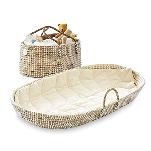 BEBE BASK Premium Nursery Bundle - Matching Baby Changing Basket & Baby Diaper Caddy Organizer - Handmade & Organic