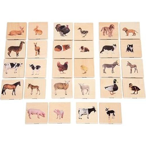 TickiT - 73406 Domestic Animal Family Match - Set of 28 - Real Pictures - Animal Memory Game with Parents and Babies - Animal Matching Game for Toddlers - Develop Cognitive Skills ,Critical Thinking