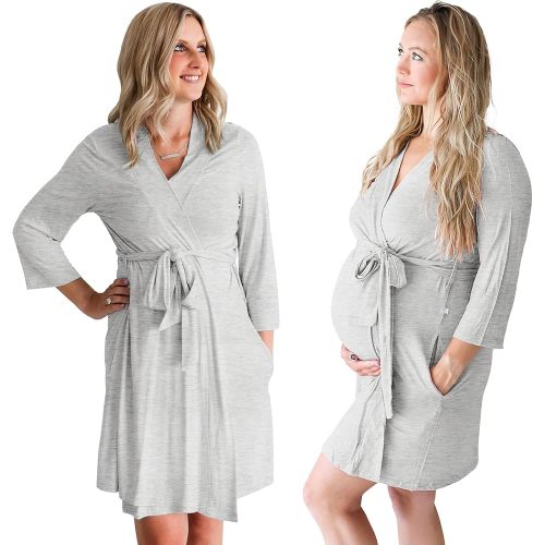 Posh Peanut Maternity Robe for Hospital Delivery - Soft Viscose from Bamboo Postpartum Robe for Women Nursing & Lounging