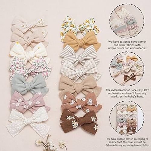 Amazon.com: Fancy Clouds Baby Girl Bows and Headbands,14 pcs Stretchy Soft Nylon Hairbands Hair Bows for Newborns, Infants, Toddlers - Handmade Baby Hair Accessories for Girls Gifts : Baby