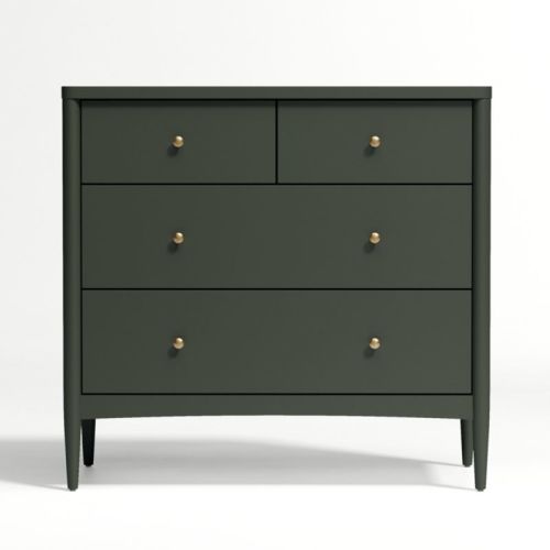 Hampshire Olive Green Wood 4-Drawer Kids Dresser