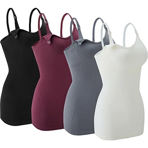 Nursing Tank Tops for Breastfeeding - Pregnancy Must Haves Maternity Camisoles with Built in Bra