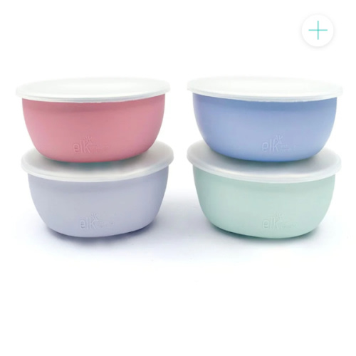 Stainless Steel Bowl with Silicone Sleeve + Lids