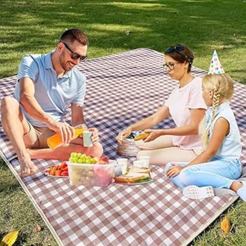 Amazon.com: RUIBOLU Extra Large Picnic Blanket Beach Blankets, 80''x60'' Picnic Mat Waterproof Sand Proof Foldable Portable for Outdoor Camping Hiking Travel Grass Park Music Festival Lawn Mats (Brown) : Sports & Outdoors