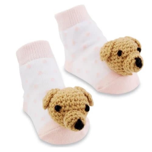 Pink Puppy Rattle Toe Socks