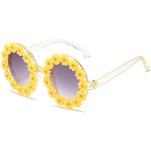 WZWLKJ Round Flower Sunglasses for Baby Girls Flower Shaped Cute Glasses UV 400 Protection Outdoor Beach Girl Boy