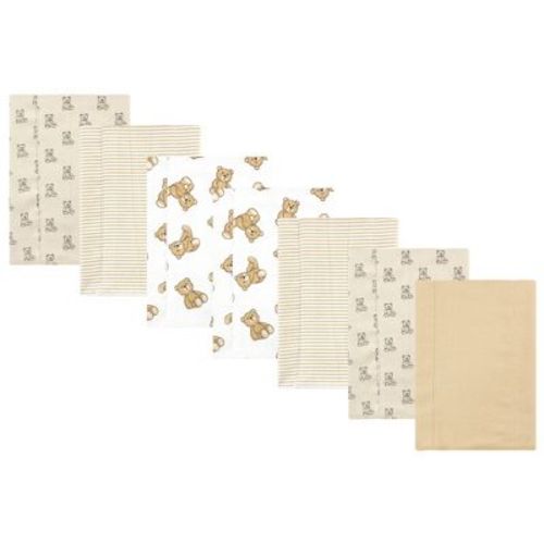 Luvable Friends Hudson Baby Flannel Burp Cloths 7pk, Beige Sheep