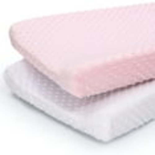 The Peanutshell Plush Minky Dot Baby Changer Pad Cover for Girls, 2 Pack, Pink & White