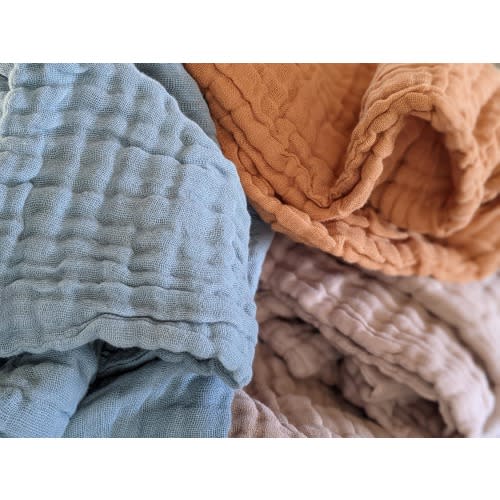 Mommy Trails Layered Muslin Baby Blanket. 47x47 inches. Soft, breathable and lovable 100% cotton blanket.