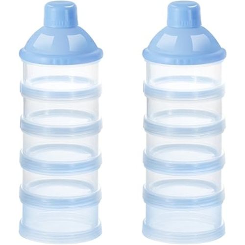 Accmor Formula Dispenser On The Go, 5 Compartments Stackable Formula Container for Travel, Baby Milk Powder Kids Snack Container, BPA Free