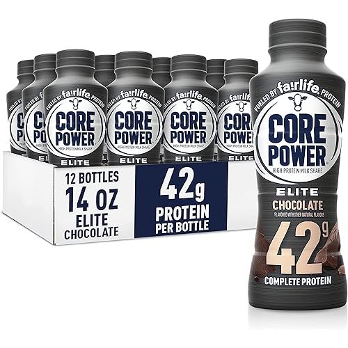 Core Power Elite High Protein Shake, Chocolate, 42g Bottle, 14oz, 12 Pack
