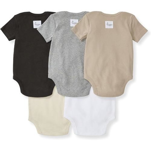 Burt's Bees Baby Unisex Organic Cotton Short and Long Sleeve Bodysuits, 5-Pack