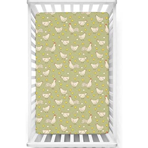 Farm Themed Fitted Crib Sheet,Standard Crib Mattress Fitted Sheet Soft and Breathable Polyester Bed Sheets-Baby Crib Sheets for Girl or Boy, 28“ x52“,Khaki Champagne Mustard Burnt Sienna