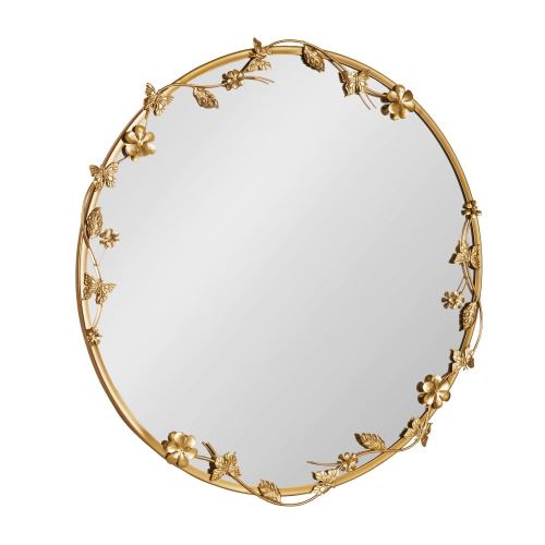 Kate and Laurel Rosella 25.20-in W x 25.20-in H Round Gold Framed Wall Mirror