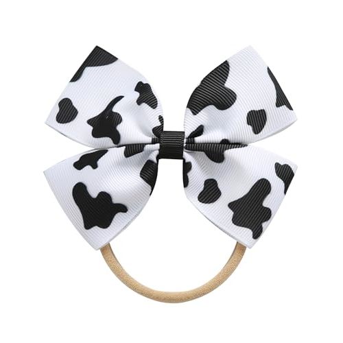 Fancheer Baby Girls Cow Print Cowgirl Bow Headband Infant Toddler Birthday Party Dress Up Hair Accessories