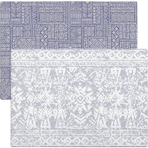 Cushmat Stylish Reversible Foam Play Mat (Large, Explorer - Cloud Indigo) - Soft, Waterproof, Durable Play mat for Infants, Babies, Toddler, Kids & Grownup - 6.5ft x 4.5ft