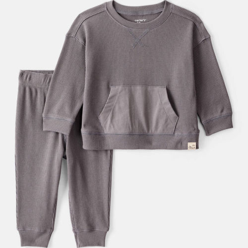 Grey Baby Boy Waffle Knit Long-Sleeve Tee & Pant Set - Grey | Carter’s Oshkosh Canada
