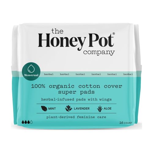 The Honey Pot Company, Herbal Super Pads with Wings, Organic Cotton Cover, 16 ct.
