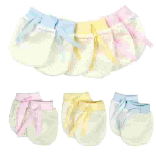 AirSMall 6 Pair Newborn Unisex Baby Gloves Cotton No Scratch Mitten with Adjustable Drawstring