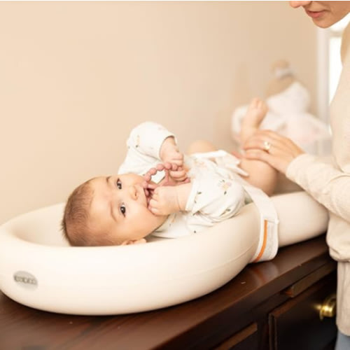 Keekaroo Peanut Changer Baby Vanilla – The Original Made in USA Easy-to-Clean Changing pad and The only Shell Over Foam, Fully Water Repellant, Wipeable Diaper pad, Wipe-Clean Changing pad