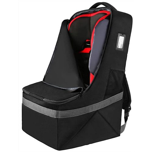 Car Seat Travel Bag, Padded Car Seats Backpack, Large Durable Carseat Carrier Bag, Airport Gate Check Bag, Infant Seat Travel Bag with Padded Shoulder Strap, Travel Car Seat Cover, Black
