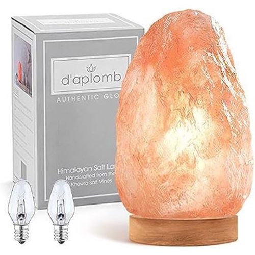 d'aplomb 100% Authentic Natural Himalayan Salt Lamp;Large Hand Carved Natural Chunk Pink Crystal Rock Salt from Himalayan Mountains; Dimmer Cord; 12 lbs