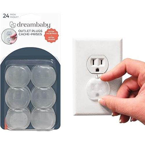 Dreambaby Plastic Baby Safety Outlet Plug Covers - 24 Pack - Outlet Covers Baby Proofing