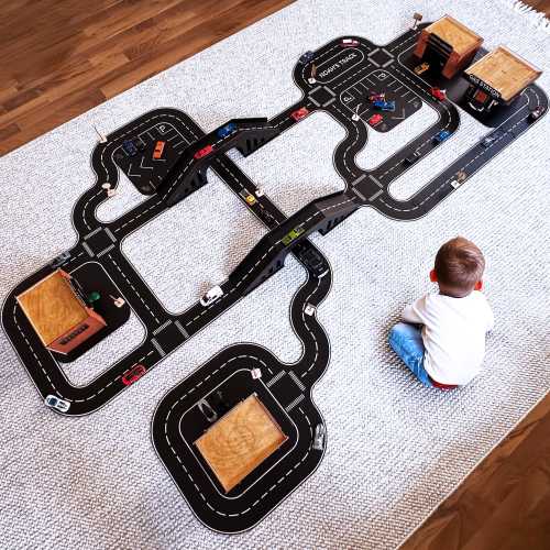 Personalizable Wooden Car Track: Montessori Road Track Puzzle for Kids, Race Car Track, Toddler Gift, Grandson present, Car Track Playset