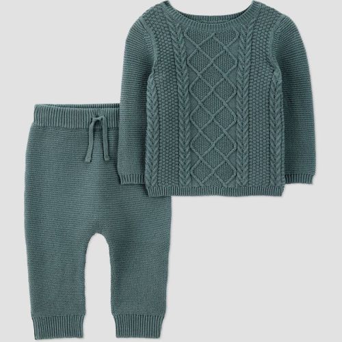 Carter's Just One You® Baby Boys' 2pc Cable Knit Sweater Set - Green