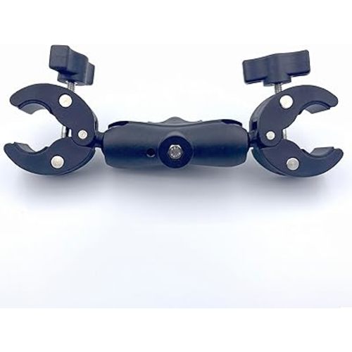 Double Mount Clamp On Umbrella for Chair,Hands Free Golf Cart Umbrella Holder for Stroller,Flag Pole Clamps Brackets