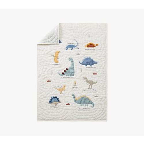 Embroidered Dino Toddler Quilt , Multi