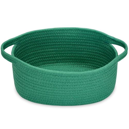 ABenkle Small Basket with Handles - Decorative Durable Rope Woven Storage Bin Shelf Storage Organizer Cube, Easter Baby Gift Basket, 12"x8"x5"