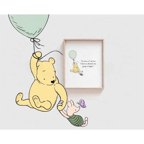 MINTY GREEN, As soon as I saw you...Winnie the Pooh Quote, Christening, Nursery Picture Gift, Nursery Decor, Pooh Bear Classic Vintage