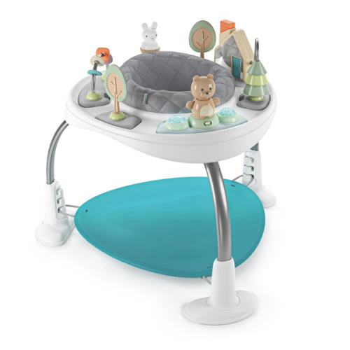 Ingenuity Spring & Sprout 2-in-1 Baby Activity Center Jumper and Table with Infant Toys - Ages 6 Months +, First Forest