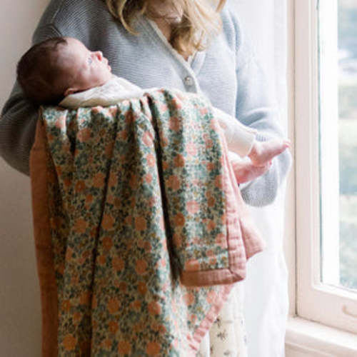 Lucie Floral Cotton Muslin Blanket – Helmsie