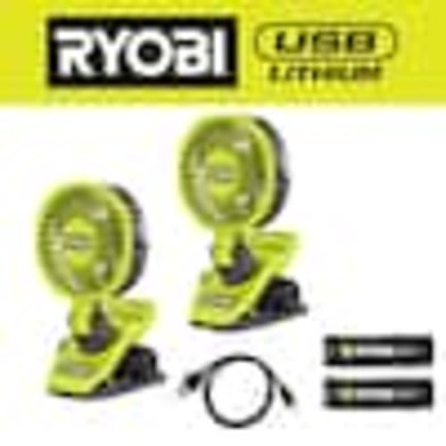 RYOBI USB Lithium Clamp Fan Kit 2-Pack with (2) 2.0 Ah USB Lithium Batteries and Charging Cable FVF51K2SB