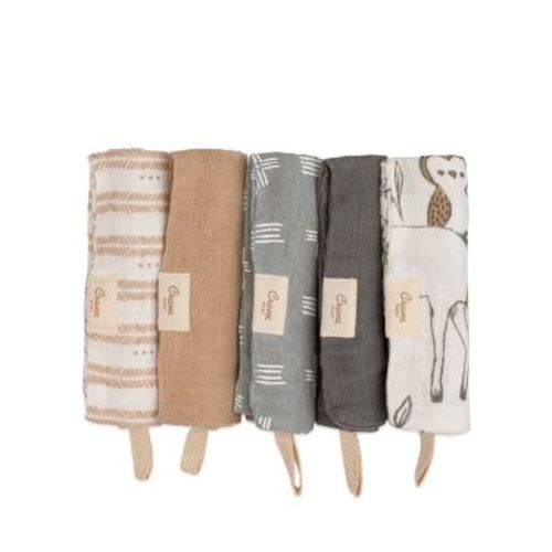 Ezra Woodland Animal Washcloths, 5 Pack