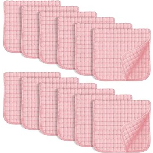 SWEET DOLPHIN 12 Pack Muslin Burp Cloths Large 100% Cotton Hand Washcloths for Baby - Baby Essentials Extra Absorbent and Soft Boys & Girls Milk Spit Up Rags for Newborn Registry - Pink, 20" X10"