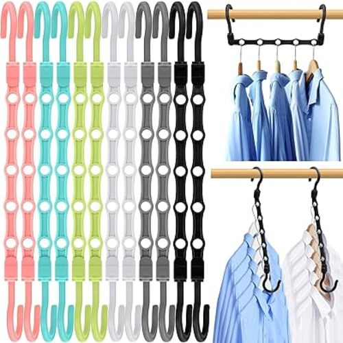 Closet Organizers and Storage, 12 Pack Sturdy Space Saving Hanger for Heavy Clothes, Upgraded Cascading Hangers, Magic Closet Organization Clothes Hangers, College Dorm Room Essentials for Girls
