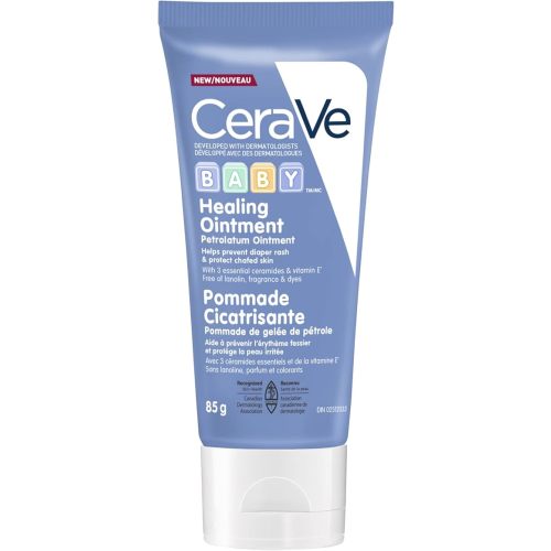 CeraVe BABY Multi-purpose Healing OINTMENT Cream. Prevent Baby Diaper Rash, Chafed skin/Lips, Dry & Cracked heels & feet. Petroleum jelly with Ceramides & Vitamin E. Slugging Cream, sensitive skin, lanolin-free, Fragrance-Free, Travel Size, 85G
