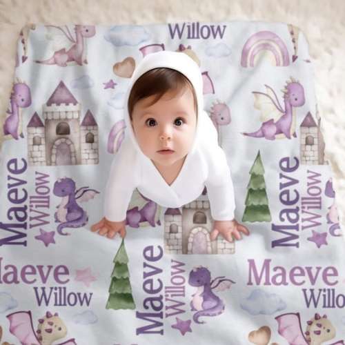 Personalized Baby Blanket, Dragons Name Blanket, Custom Baby Girl Minky Blanket - Etsy