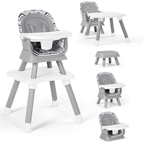 Baby High Chair, 8 in 1 Convertible Highchairs for Babies and Toddlers, Children Dining Booster Seat/Kids Building Block Table for Girls Boys, Baby Seat with Removable Tray, Chevron