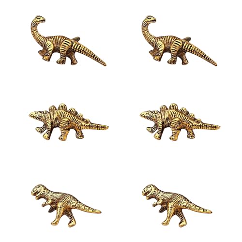Indian Shelf 6 Pieces Cute Gold Dinosaur Drawer Knobs Kids Decorative Wardrobe Cupboard Door Knobs Pulls Handles for Home Furniture